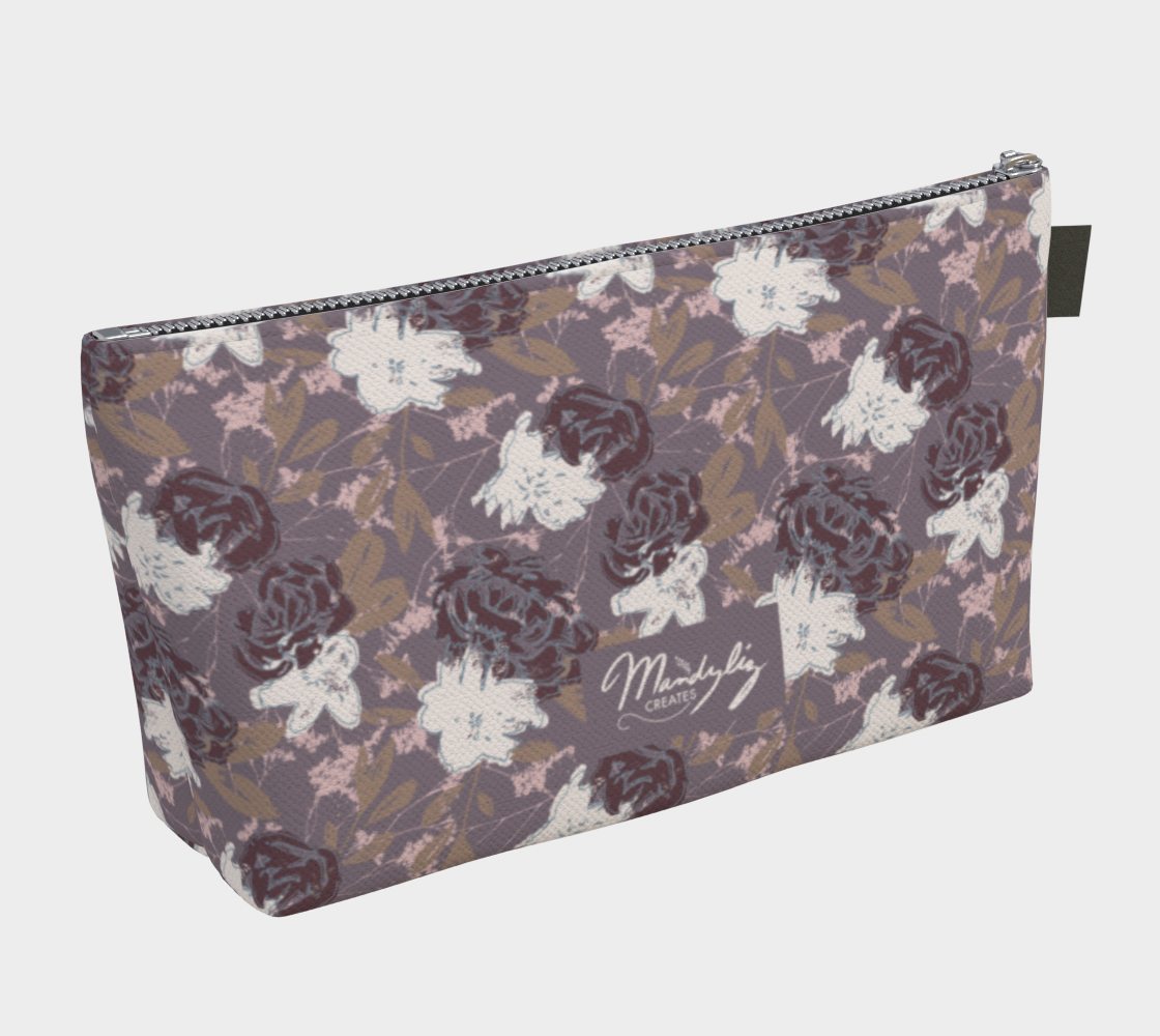 Wild Peonies Floral Zipper Pouch - Purple