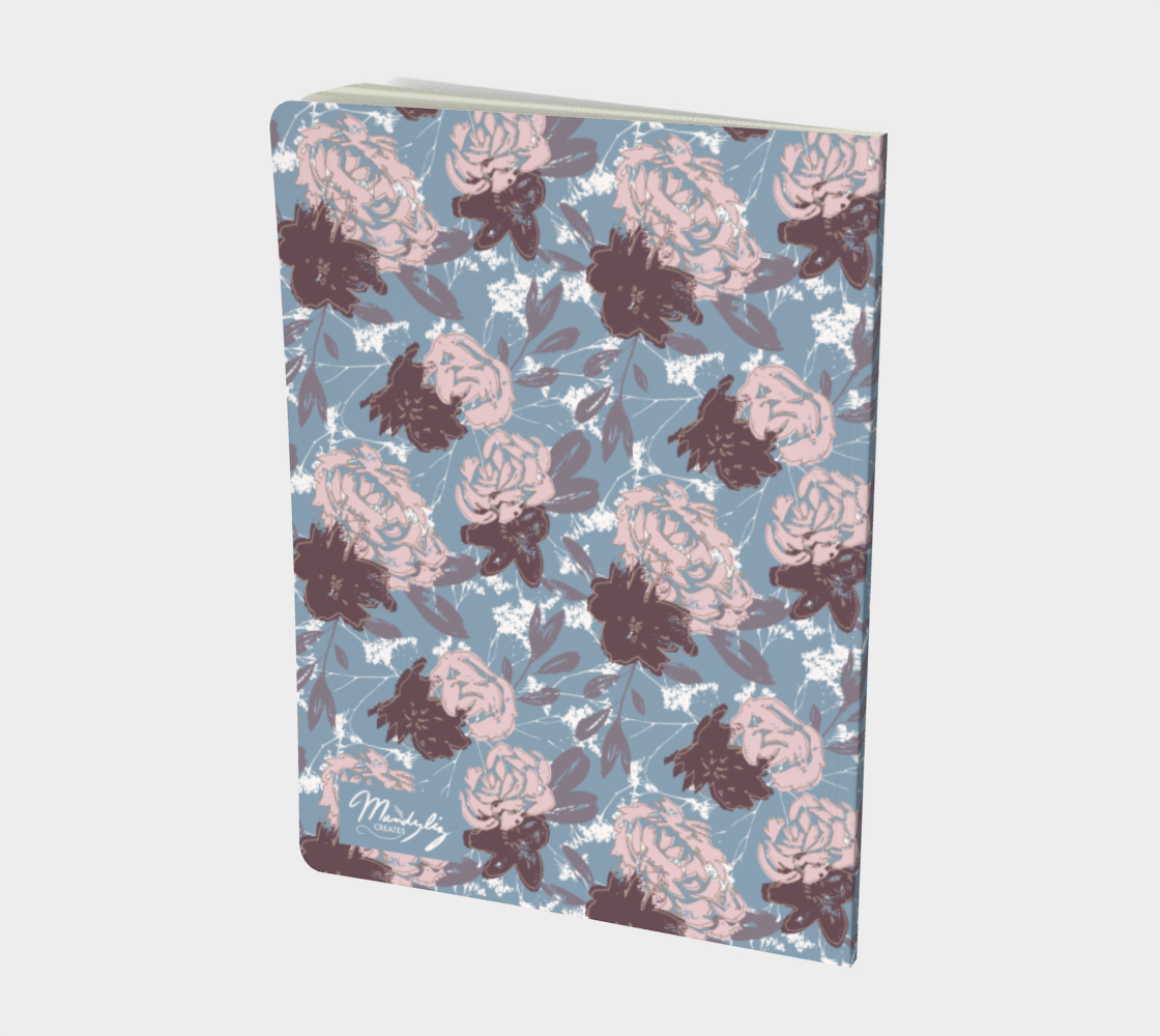 Wild Peonies Floral Journal - Large Size - Blue