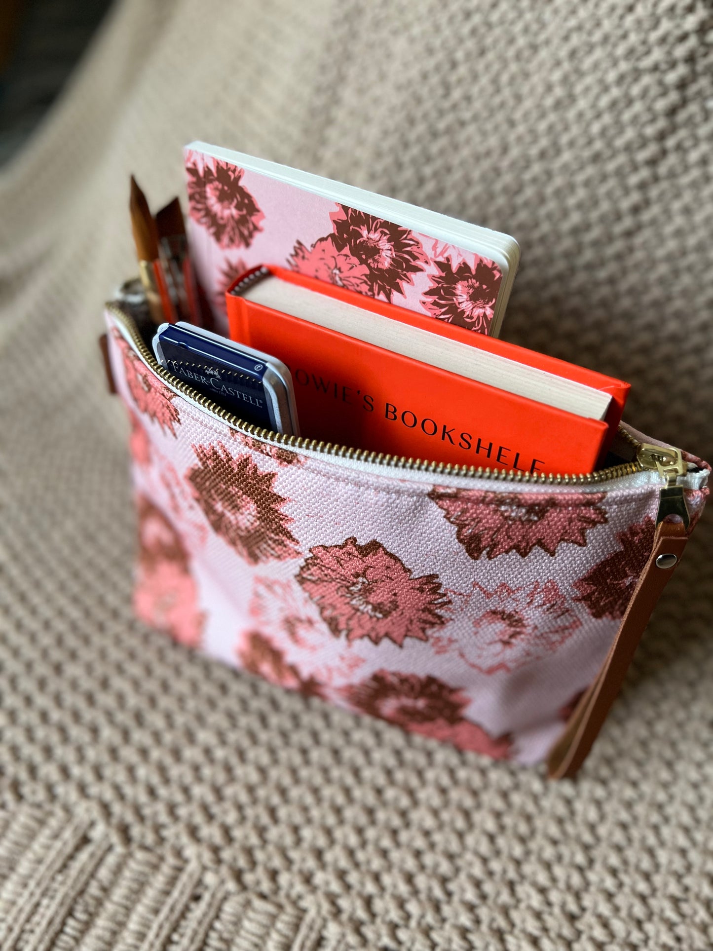 Bold Blooms Floral Zipper Pouch - Warm Colorway