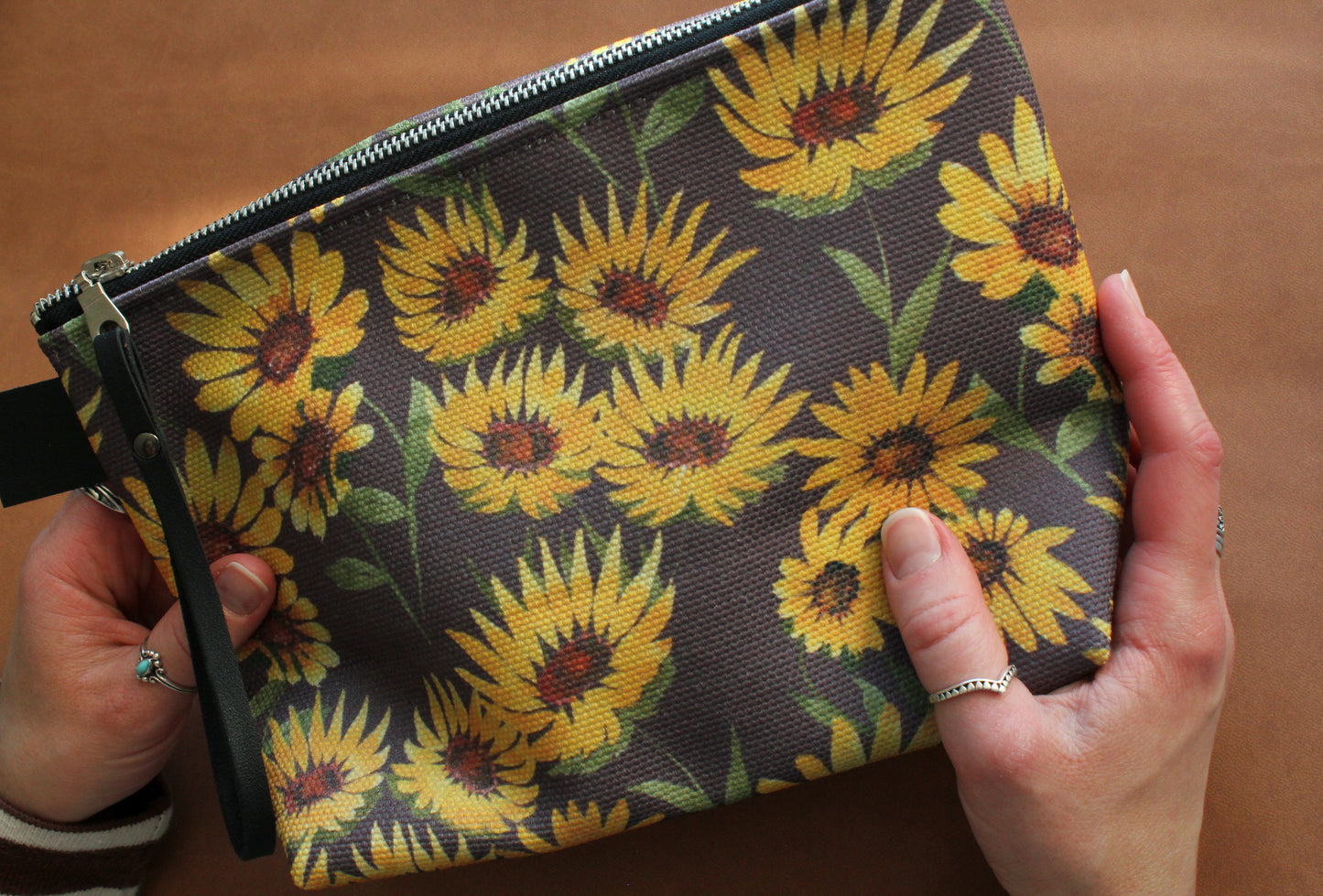 Scattered Sunflowers Floral Zipper Pouch