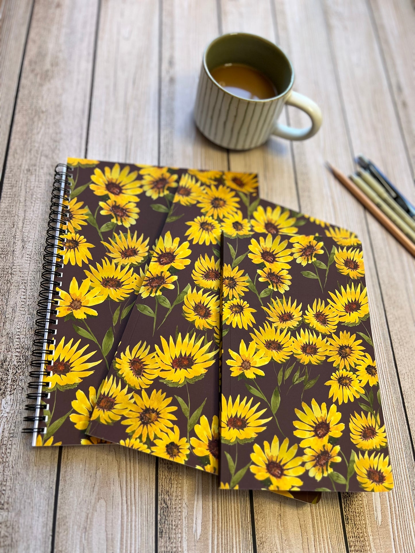 Scattered Sunflowers Spiral Notebook