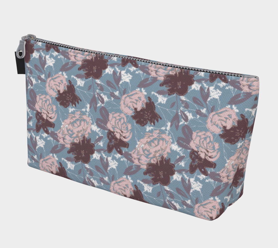 Wild Peonies Floral Zipper Pouch - Blue