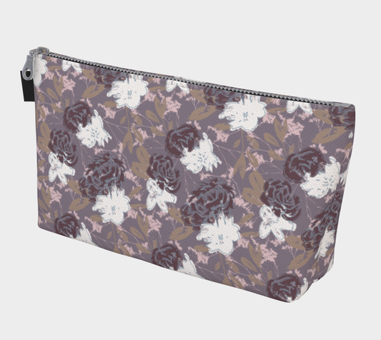 Wild Peonies Floral Zipper Pouch - Purple